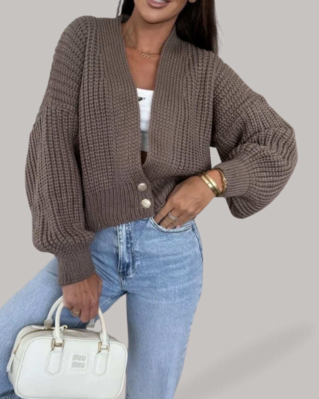 Siamluna™ |Cardigan en maille avec bouton